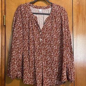 Old Navy Rust Floral button front blouse